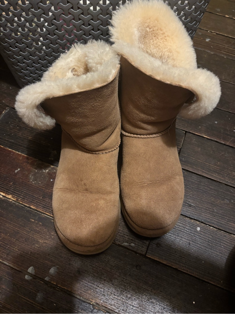 UGG Chestnut Suede Shearling-Lined Women's Boot Slippers
